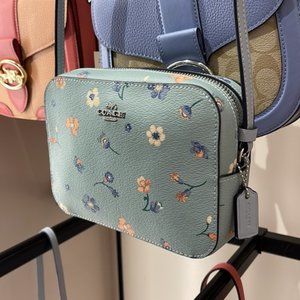 Coach c8699 Mini Camera Bag With Mystical Floral Print Light Teal Multi